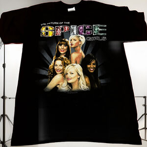 Spice Girls Vintage 2007-2008 World Tour T-Shirt Youth sz Large Blk-New W/O Tags